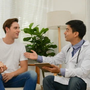 Sleep apnea doctors in Girard consulting with a patient during an in-office evaluation and treatment discussion
