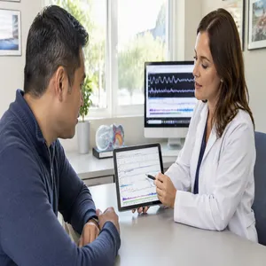 Doctor reviewing test results with a patient, representing sleep study near in Youngstown for sleep apnea evaluation.